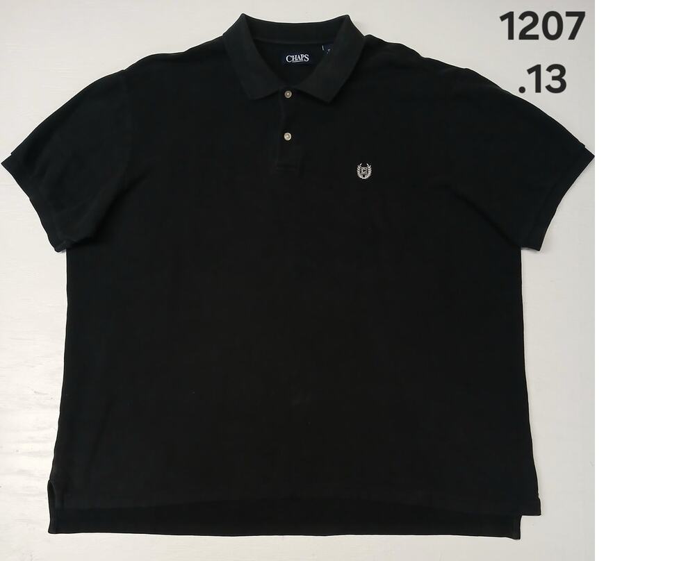 CHAPS (2XB) Black Loose Polo Button Collar Cotton Shirt